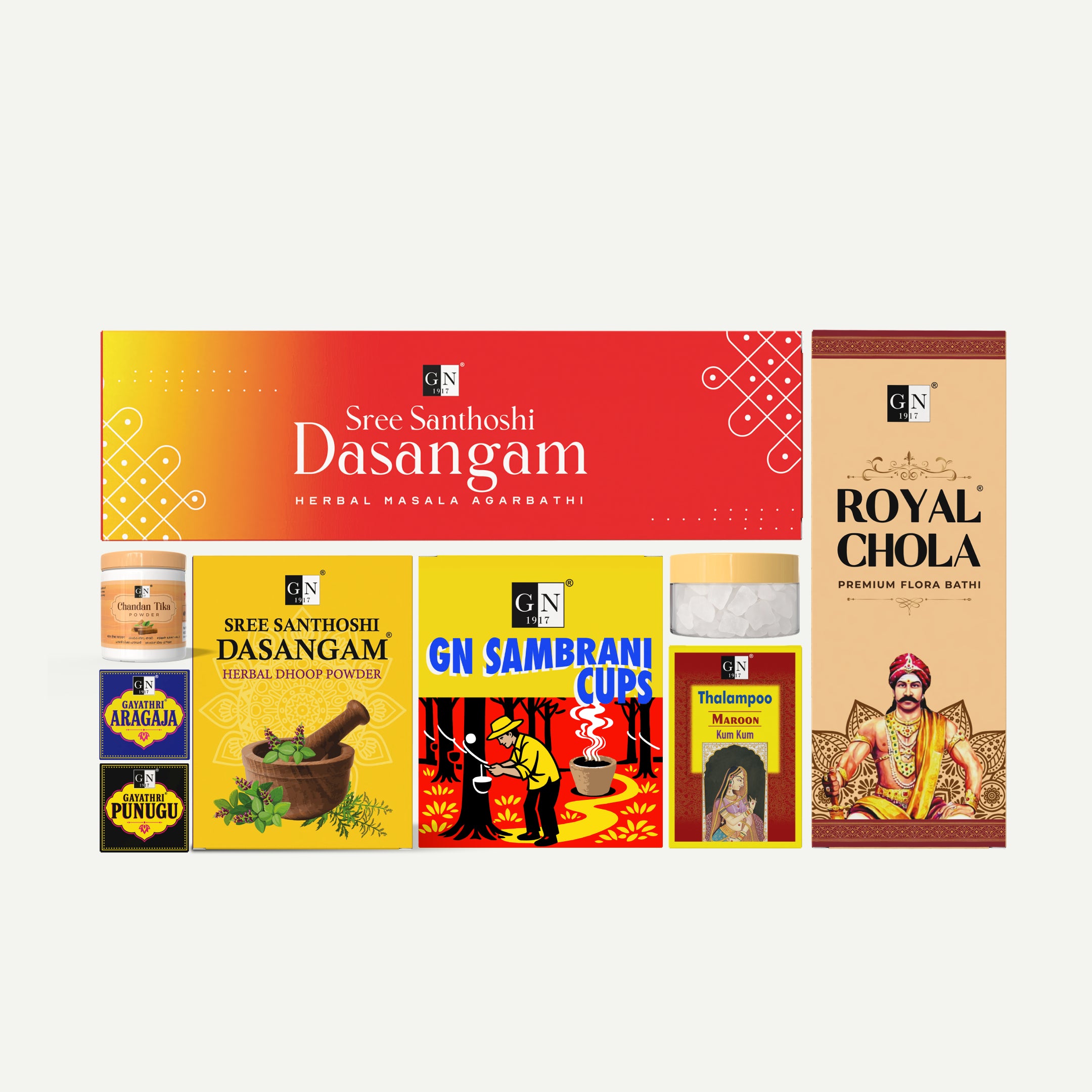 Monthly Pooja Essentials Combo | Agarbatti, Sambrani Cups, Dasangam Powder, Karpooram & Chandan Tika