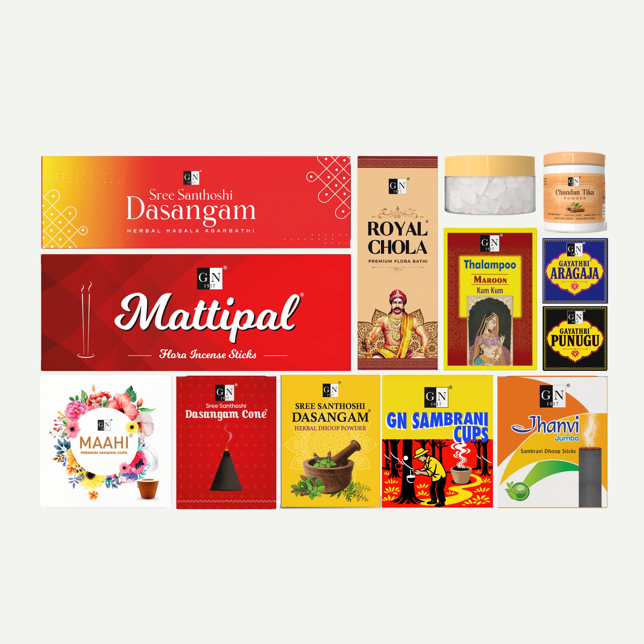 GN 1917 Super Value Combo Pack | 12 Incense, Dhoop & Pooja Essentials